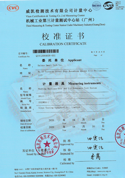 Chine Sinuo Testing Equipment Co. , Limited Certifications