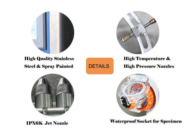 Chambre à hautes températures d'acier inoxydable de jet d'eau d'équipement d'essai d'entrée de l'eau d'IPX6K9K 0