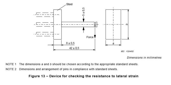Dispositif d'appareil de contrôle de la vie de commutateur de la figure 13 du CEI 60884-1 pour vérifier la résistance à la force latérale de la tension 5N 0