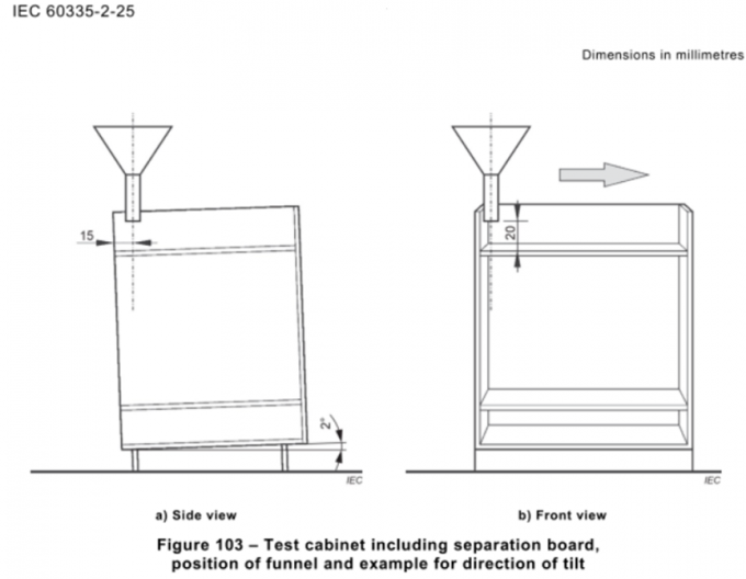 IEC 60335-2-25 Figure 102 Armoire d'essai avec entonnoir pour le test au four à micro-ondes 1