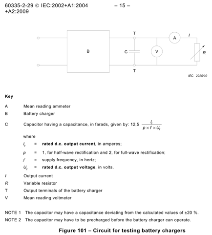 IEC 60335-2-29 Fig. 101 Appareil d'essai de fonctionnement normal du chargeur pour l'essai du chargeur de batterie 0