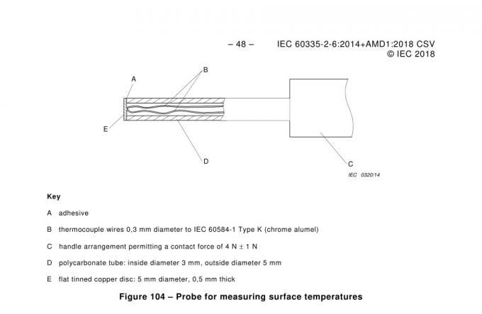 Sonde IEC60335-2 avec le thermomètre pour l'essai de température de surface 0