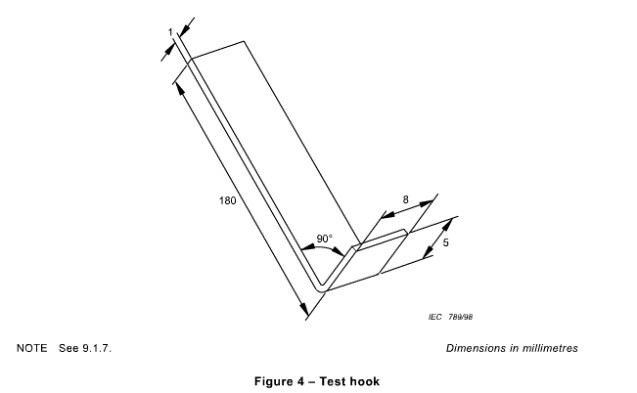 Crochet d'essai de la clause 4,8 du CEI 62368-1 pour l'essai de force mécanique de l'appareil électronique audio et semblable 0