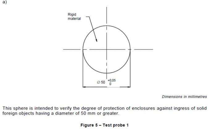 IEC 61032 Probes d'essai 1 Fig. 5 Ф50mm Pour l'essai d'intrusion du boîtier 0